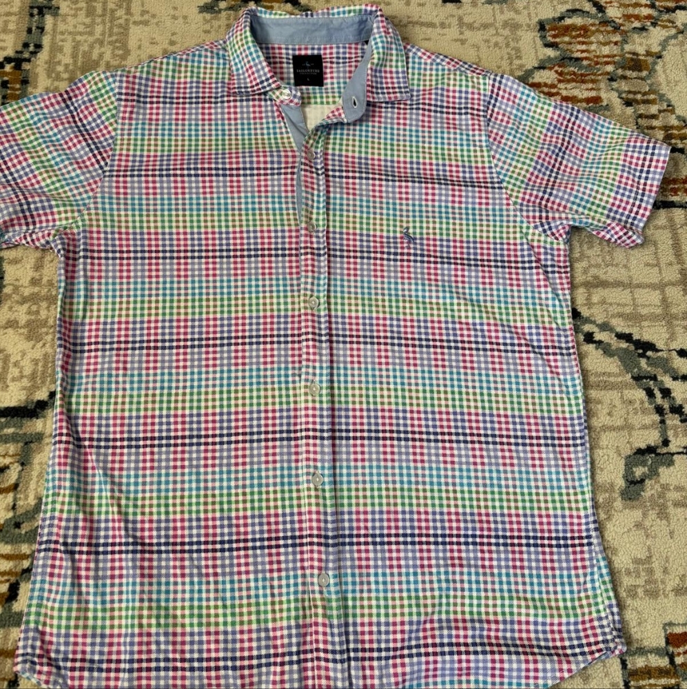 1930 Tailorbyrd Collection Mens Multi Golf Shirt Size L Polo Short Sleeve